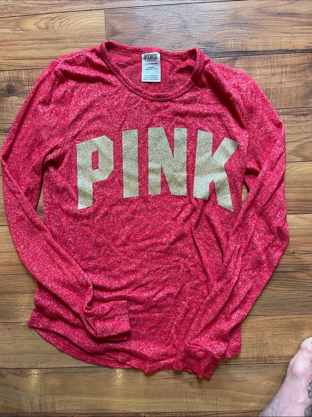 Victoria's Secret PINK Long Sleeve Graphic Top in Pink Size XS Like New